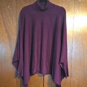 Alfani Turtle Neck Poncho Sweater Burgundy